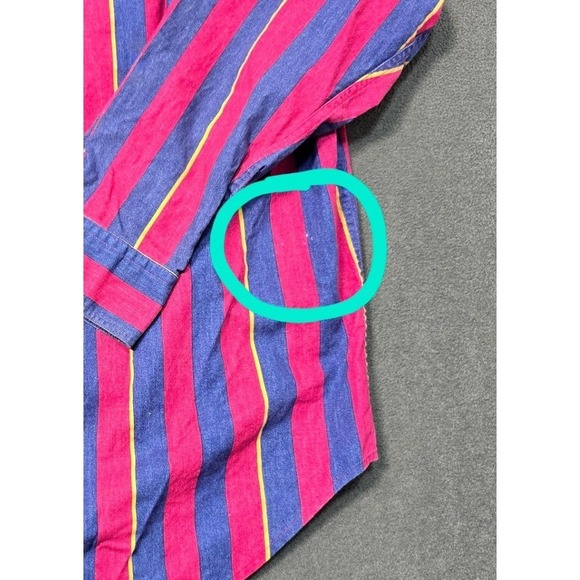 Vintage 90s Chaps Ralph Lauren Vertical Stripe Rugby Style Shirt Size L Y2K - Picture 10 of 10